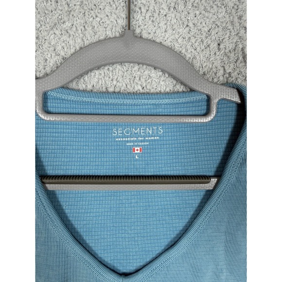Segments Women's 3/4 Sleeve V-Neck Top Shirt-Light Blue-Tencel-Size L - Picture 2 of 9